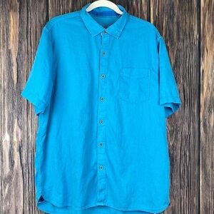 Men’s Tommy Bahama Sky Blue Cotton Blend Button Down Shirt- Size XL
